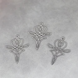 3pcs/Lot Stainless Steel Artistic Lotus Flower Geometric Pendant Accessories For Jewelry Making Fashion Necklaces Bracelet