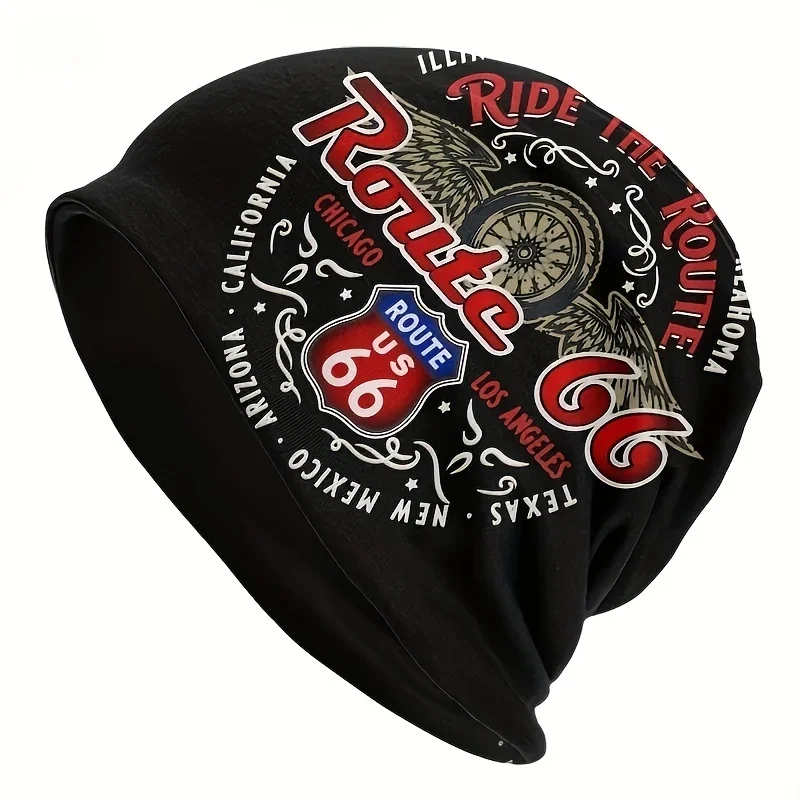 Hat Ride The Route Motorcyle Bikers America\'S Highway Outdoor Caps For Men Women Route 66 Skullies Beanies Ski Caps Cotton Bonne