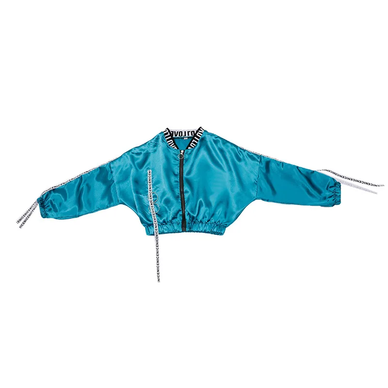 여자 K-pop 세트 레드/퍼플 크롭 탑 화이트 조깅 바지/반바지 걸 그룹 의류 키즈 재즈 댄스 의상 힙합 streetwear