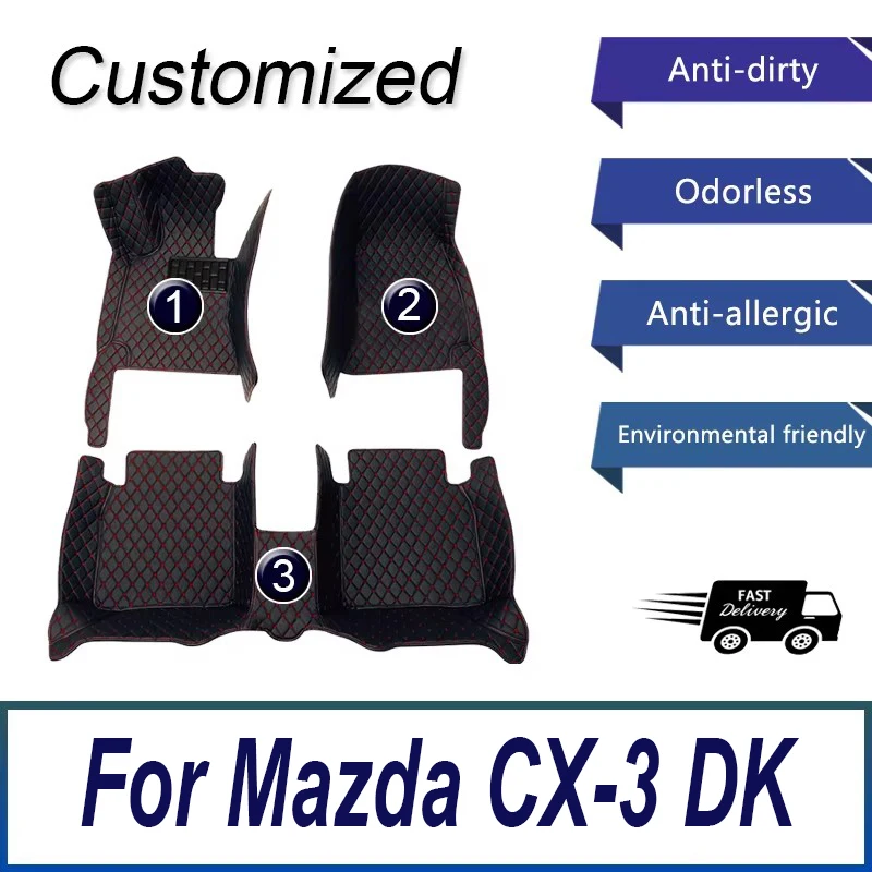 Car Floor Mats For Mazda CX-3 CX3 DK 2016~2022 Leather Luxury Mat Protective Rug pet Set Auto Interior Parts Accessories