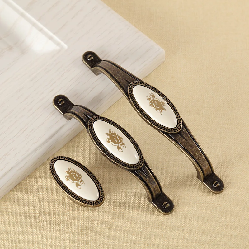 النمط الأوروبي العتيقة مقبض سيراميك خزانة خذاء خزانة الكتب خزانة ثقب واحد مقبض الأثاث إكسسوارات الأجهزة #4