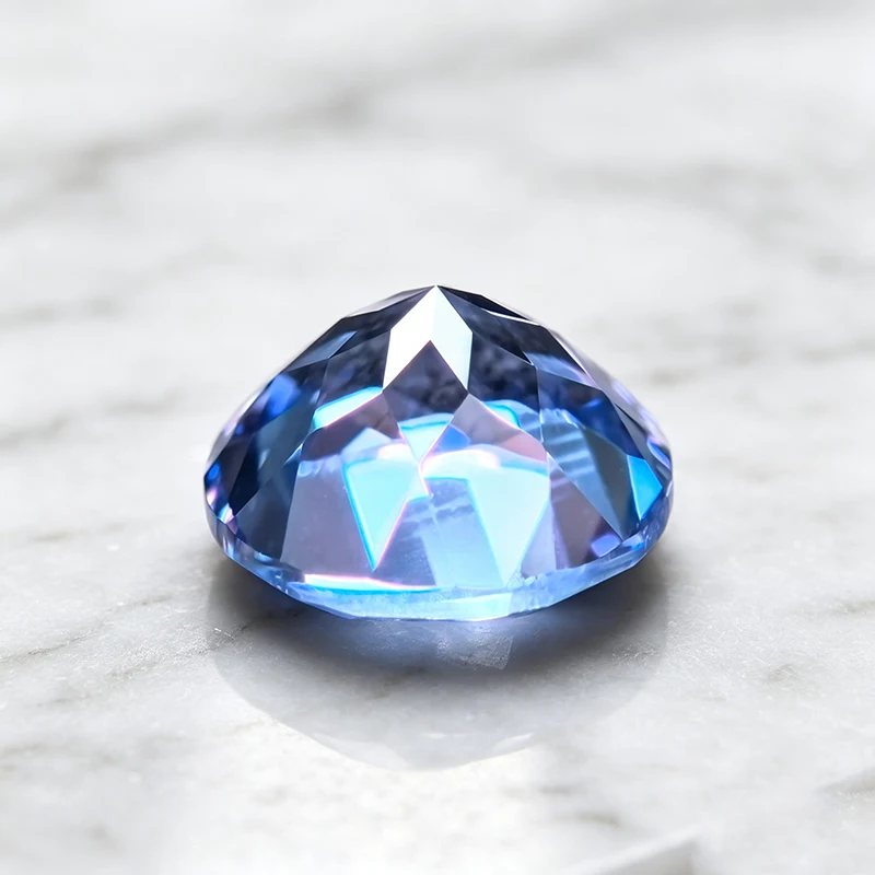 Hochwertiger Labor-Saphir in Runder Form, Kornblumenblau, Edelstein für DIY-Ringe, Halsketten und Ohrringe, mit Wählbarem Zertifikat – Detail 2