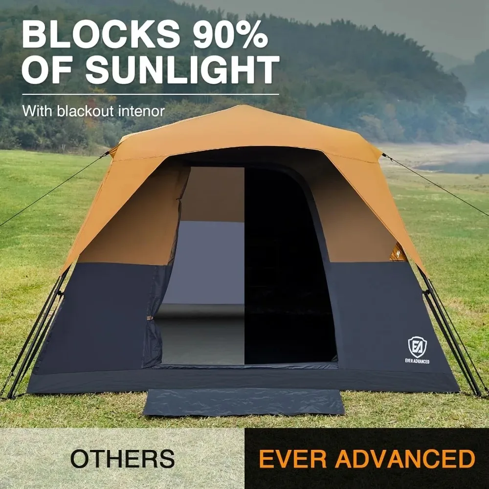 6 Person Blackout Camping Tent Instant Cabin Tents for Family with Rainfly, 60s Easy Setup, Water-Resistant