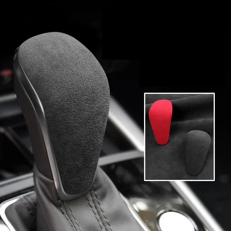 

For Audi A6 A6L A7 2016 2017 2018 Auto Accessories Gear Handle Case Adhesvie Attchment Suede Car Gear Shift Knob Cover Shell