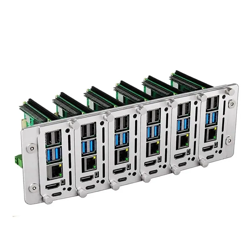 Efficient For Raspberry Pi 4/5 Compatible Pirack-M6F 2U Rack Mount Multi-Node Server Cluster Kit