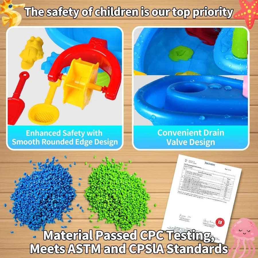 Mesa de agua de 4 niveles para niños de 4 a 8 años, duchas de lluvia, mesa de arena y agua para exteriores, mesas sensoriales para niños pequeños, verano