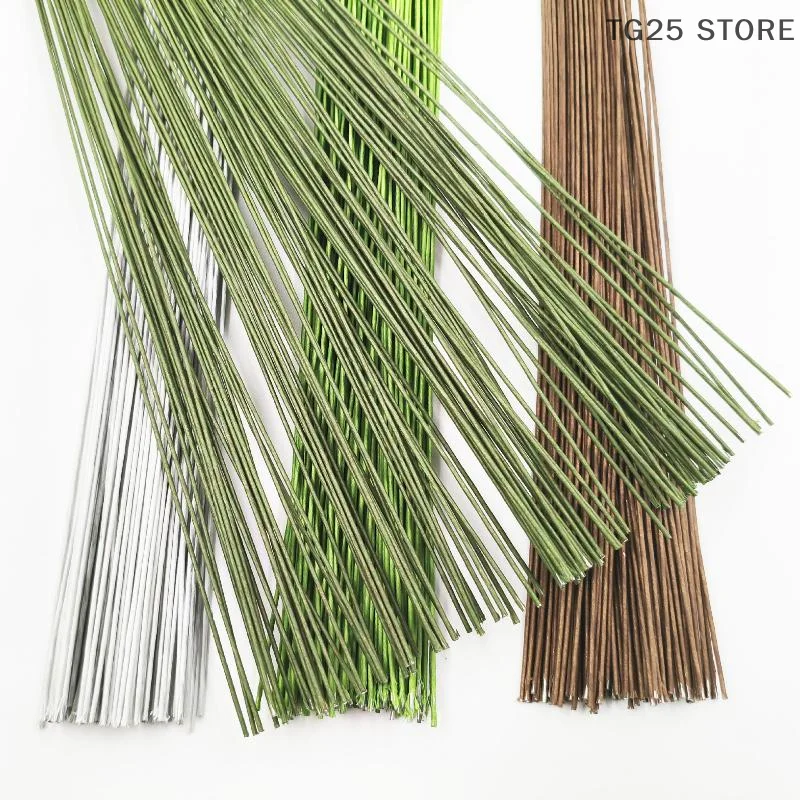 100 pièces 40cm bricolage matériel Floral fleur verte fil tiges fil artificiel tige accessoires mariage décor à la maison
