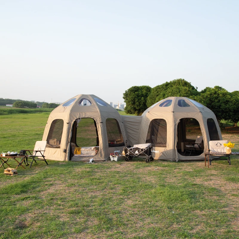 Waterproof self-inflatable camping tent for 2 people Oxford dome with one bedroom, suitable for outdoor adventure