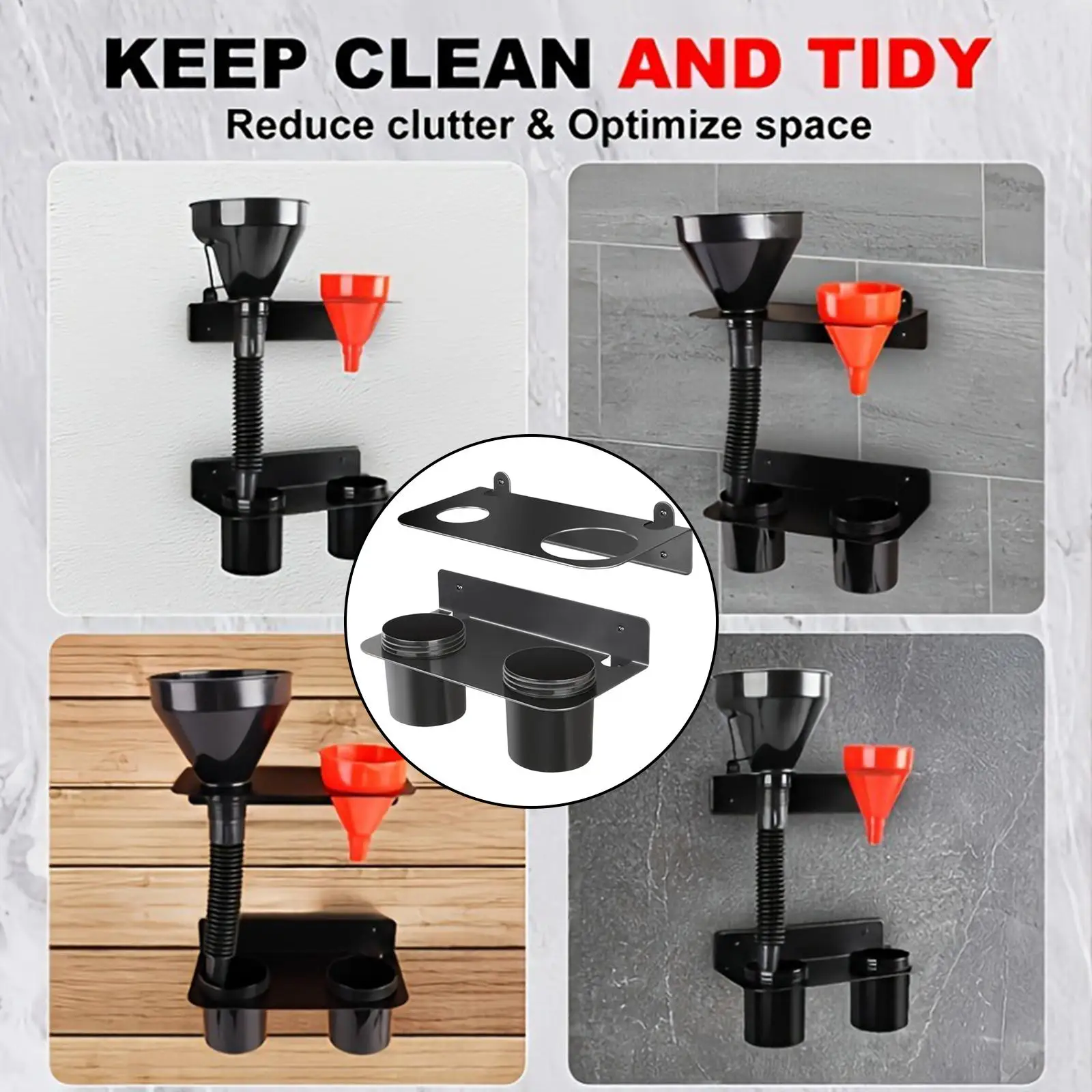 Oil Funnel Holder Trailer Shop Home Shed Portable Iron Workshop Storage Rack
