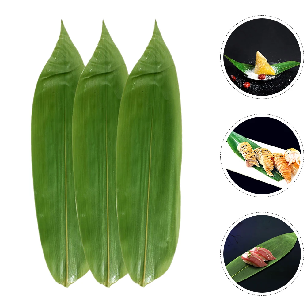 

200Pcs Japanese Bamboo Leaf Sushi Decoration Fresh Green Sashimi Plates Appetizer Dish Bbq Accessories