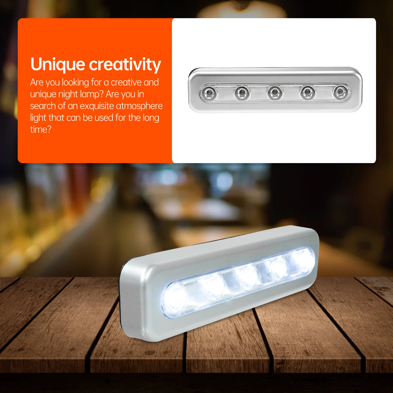 

5 LED Operated Cabinet Light Motion Sensor Night Light Wireless Wardrobe Closet Drawer Stairs Touch Sensor Lamp