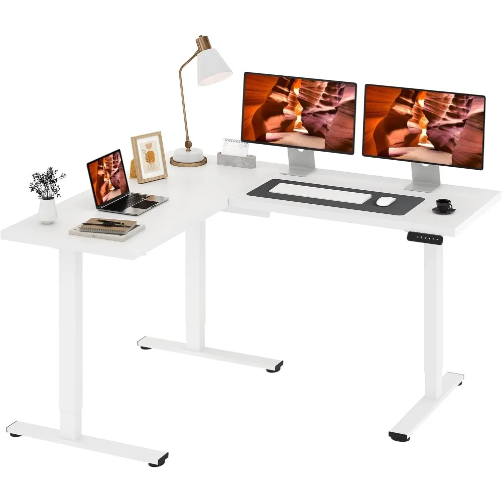 

L-Shaped Standing Desk, 63 x 55 Inches Height Adjustable Desk, Sit and Stand up for Work Office Home, Ergonomic Rising Computer