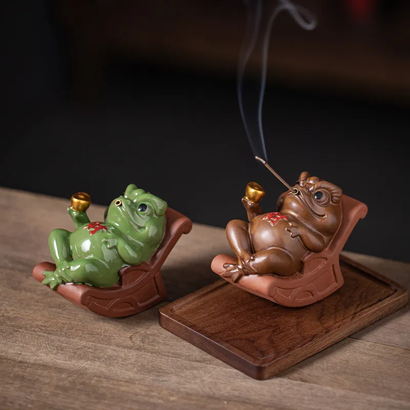 Creative Rocking Chair Style Fortune Toad Incense Burner Home Zen Toad Incense Holder Tea Ceremony Incense Ornament Gifts
