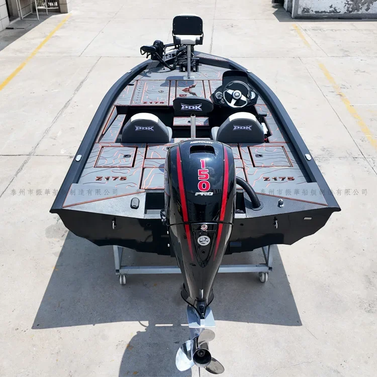 Motoscafo da pesca di lusso in lega di alluminio patrol ufficiale catamarano galleggiante casting net boat