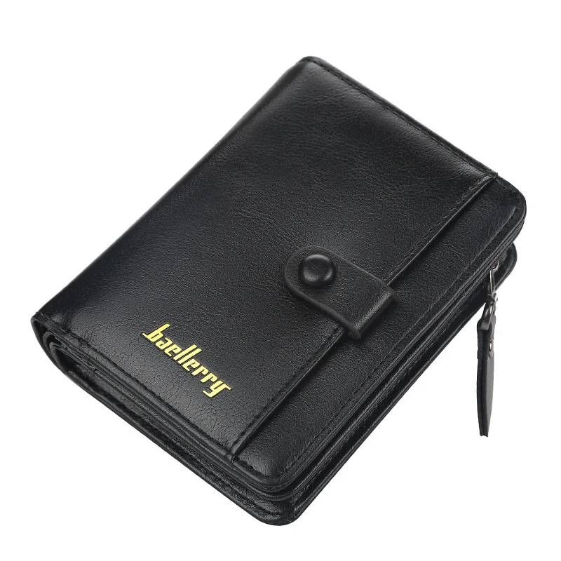 Baellerry Luxury Men Wallets PU Leather Zipper Men's Wallets Short Card Holder Male Purse Coin Holder Waterproof Wallets