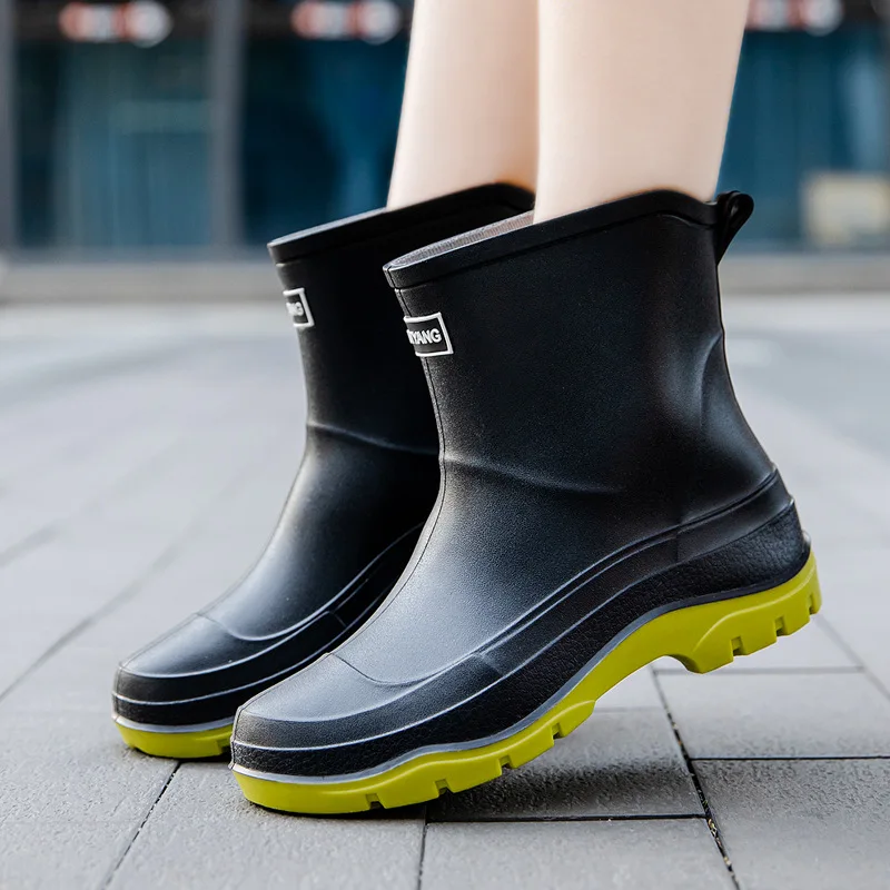 2023 New Spring And Summer Womens PVC Outdoor Waterproof Non-slip Rain Boots Rain Boots Fashion Slip-on Rain Boots Walking Shoes