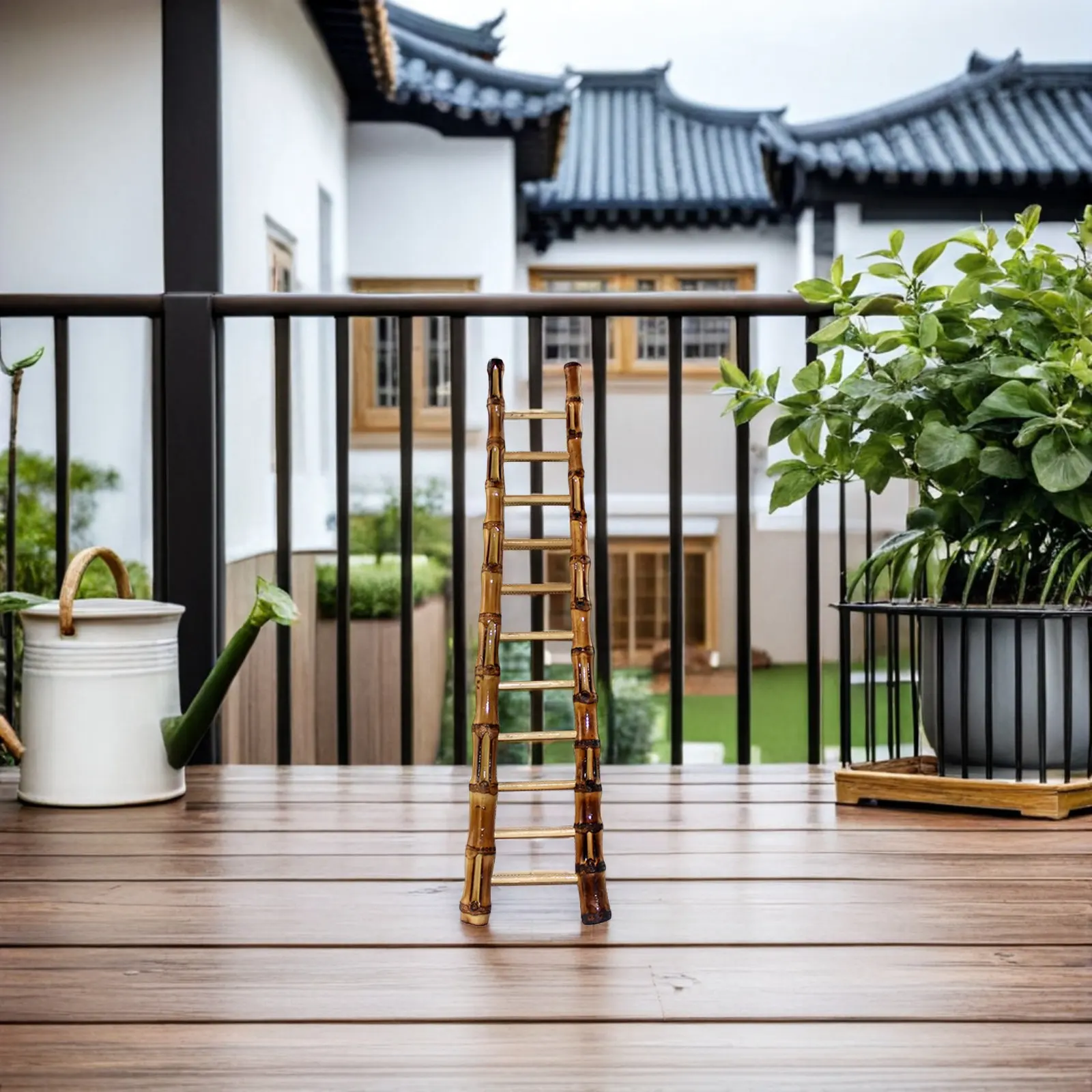 Mini Bamboo Ladder for Mini Garden Decoration – Lightweight Decorative Plant Stand, Natural Wood Design