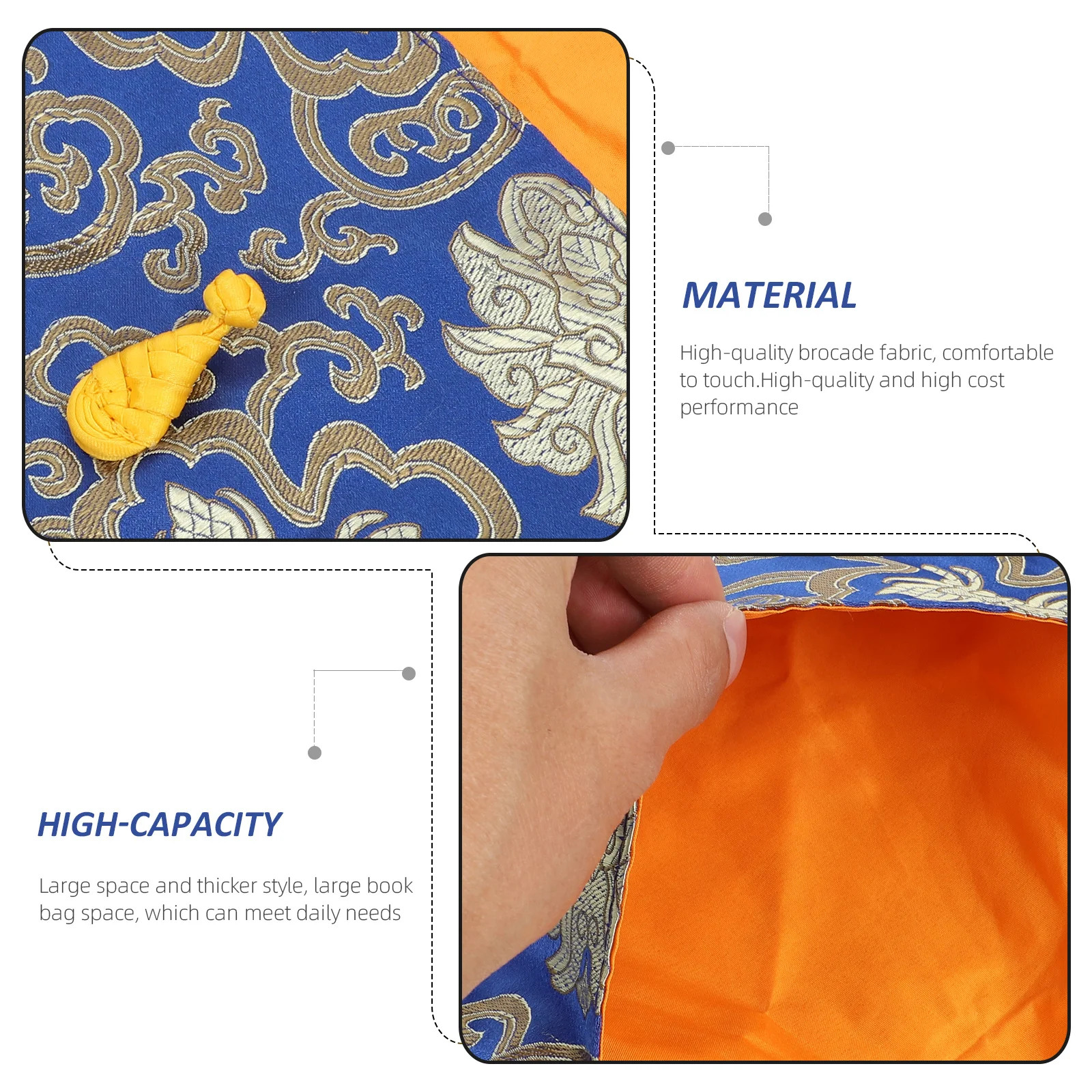 

Ethnic Style Buddhist Scriptures Pouch Music Books Storage Bag Organizer For School Office Brocade Pouch Small Books Holder Gift