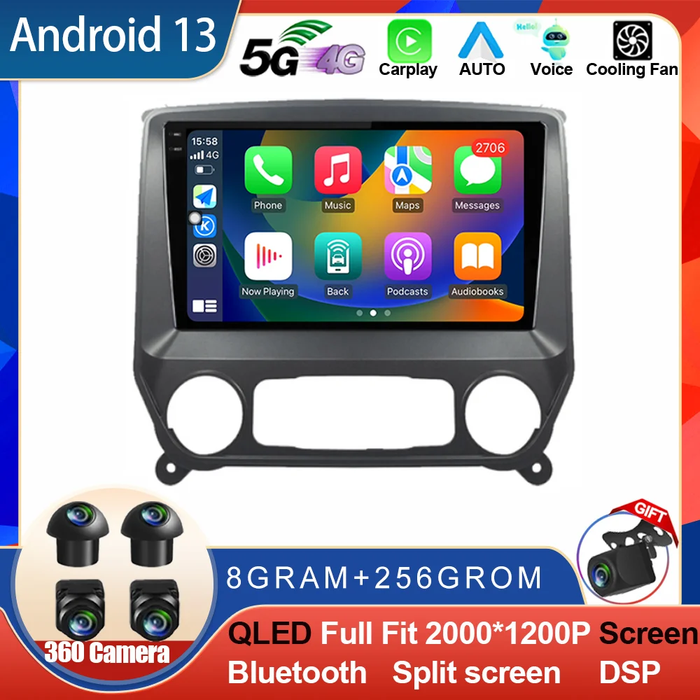 

Android 13 For Chevrolet Silverado 3 GMTK2 2013 - 2019 CarPlay Car Radio Auto Car Multimedia GPS Player 2din Autoradio WIFI DSP