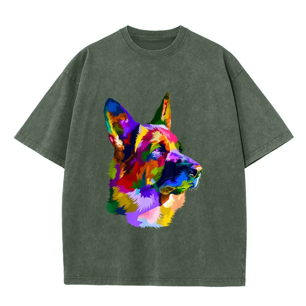 German Shepherd Pop Art Portrait for Dog Owners T-Shirt Small Tops 반팔티 Korean Popular Clothes Autumn Short Sleeve Daily Wear