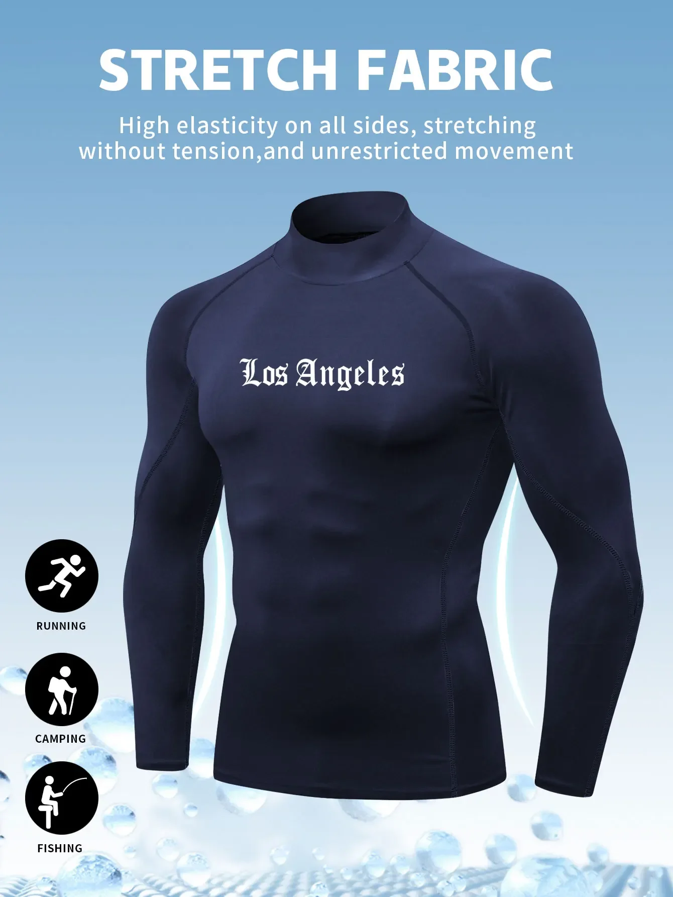 بدلات اللياقة البدنية للخريف والشتاء برقبة عالية، للرجال بأكمام طويلة، رياضات غير رسمية، الجري، تدريب كرة السلة