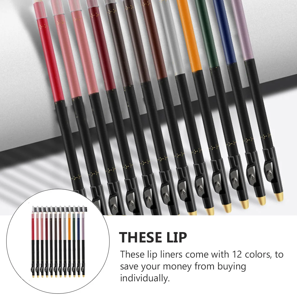12Pcs Long Lasting Lip Liner Kit Waterproof Eyebrow Pencil Makeup Supplies Waterproof Eyebrow Pencil Eye Makeup Pen