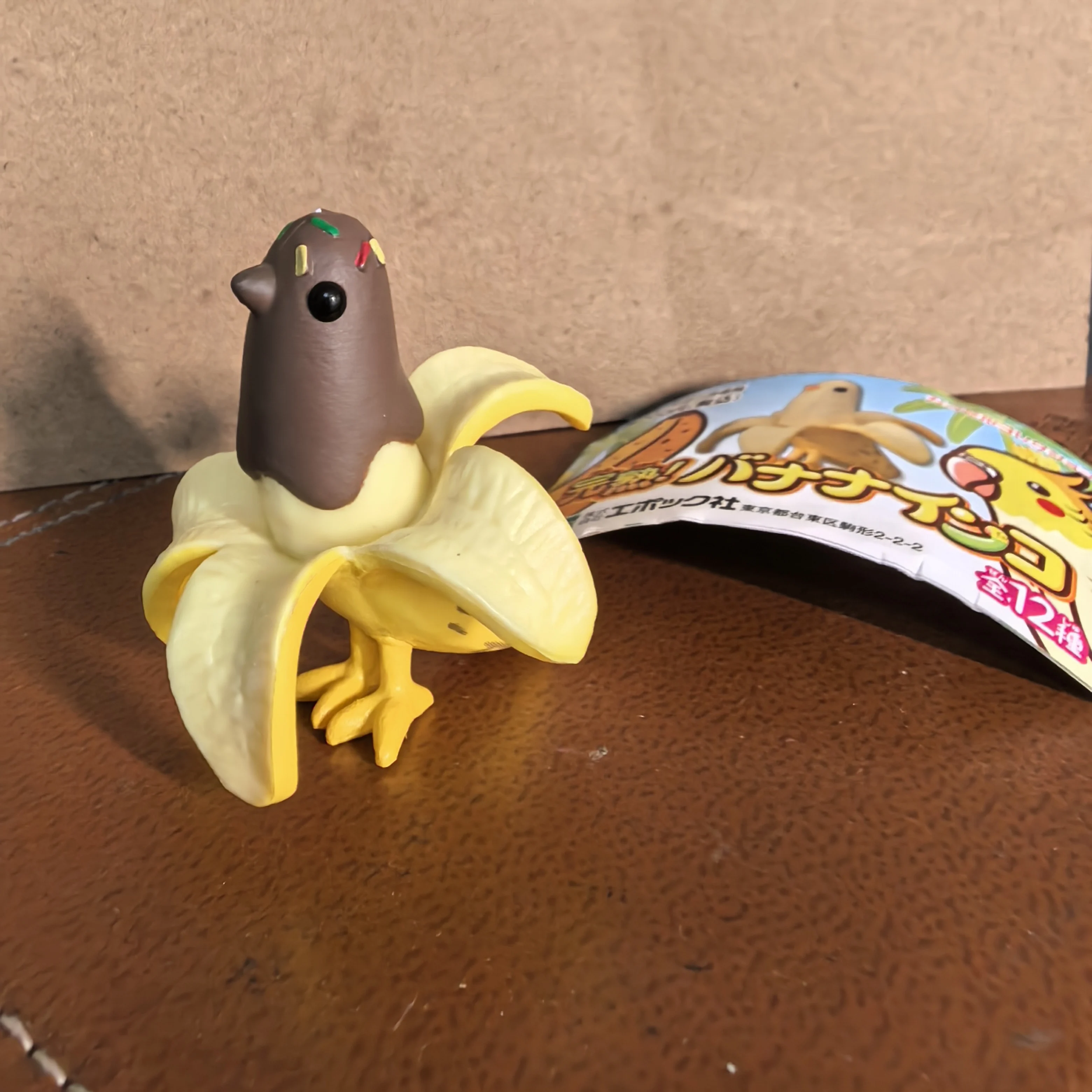Original Japan Gashapon Banana Parrot Keychain Figure
