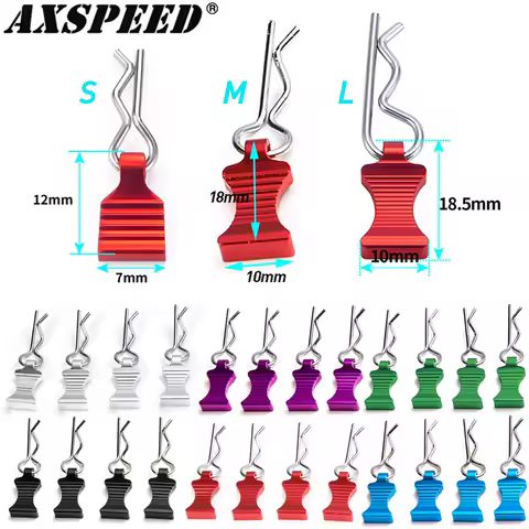 AXSPEED 4Pcs Metal R-type Car Shell Body Fixed Clips Pin with Tab for 1/5 1/6 1/8 1/10 1/12 1/18 1/24 RC Car Tools Parts