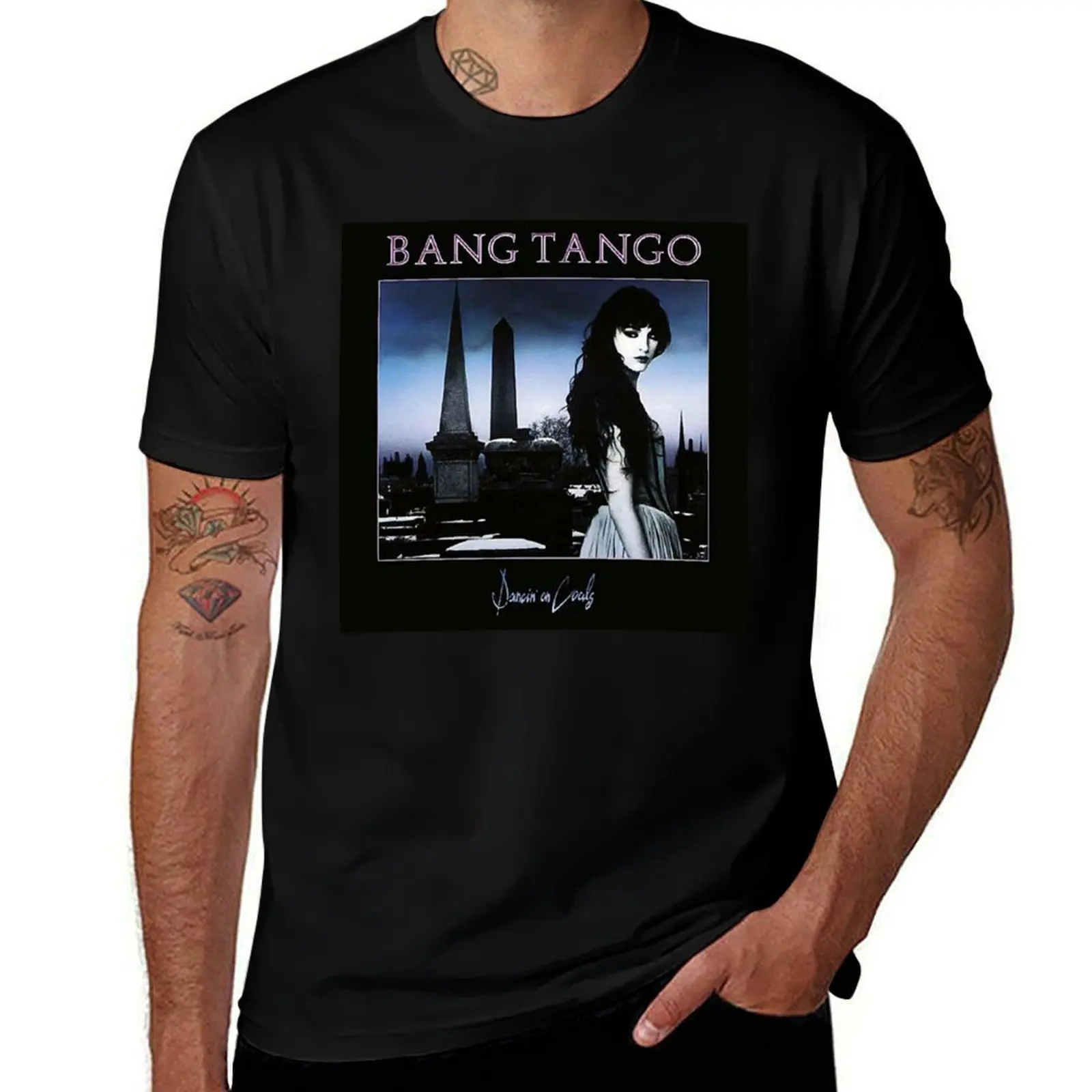 blackwhitereddesign punk heavy metal rock band bang tango album T-Shirt Casual Lightweight Short Sleeve Top