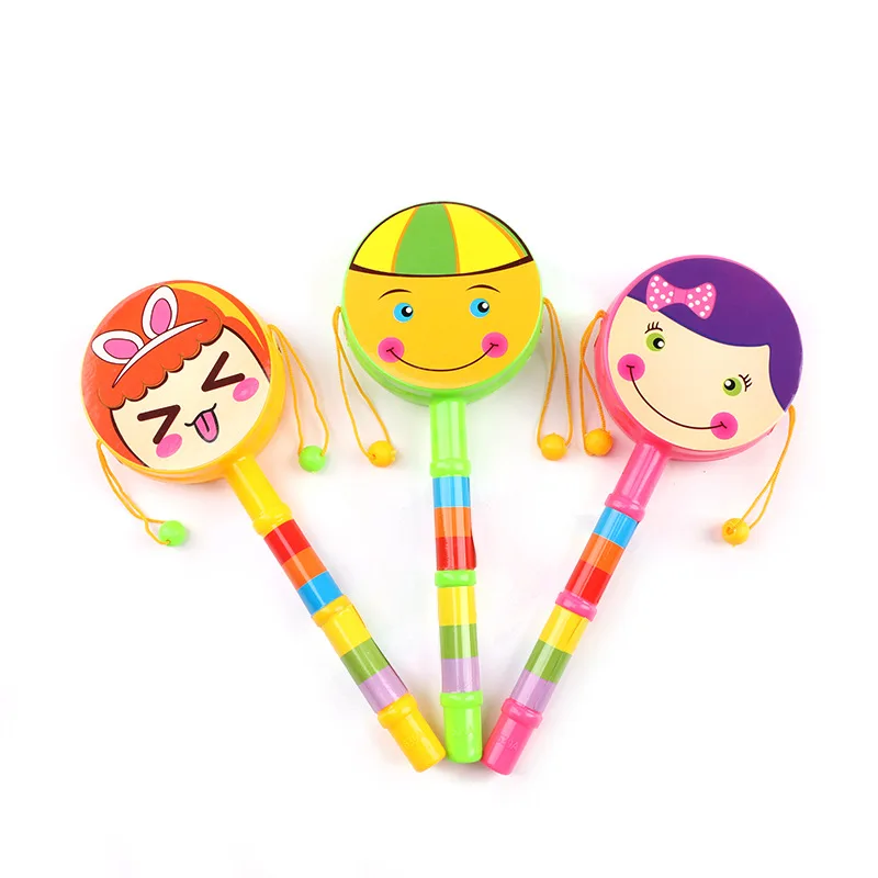 5Pcs Cute Expression Rattle Hand Drum Treat Kids Birthday Baby Shower Party Favors Guest Gifts Pinata Filler Noise Toy Giveaway