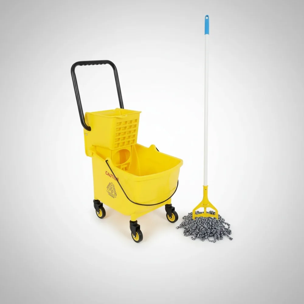 

Commercial Mop Bucket with Wringer, 35 Quart Industrial Set for Schools, Offices, Hotels - Easy Floor Cleaning