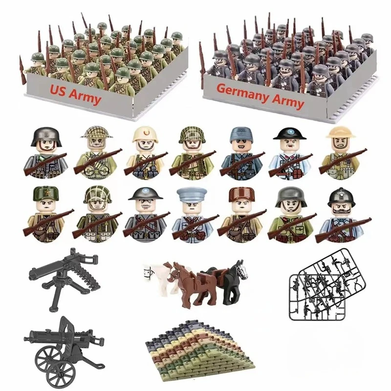 24PCS World War II military figures soldiers army building blocks assembly building blocks national ordnance holiday gift toys