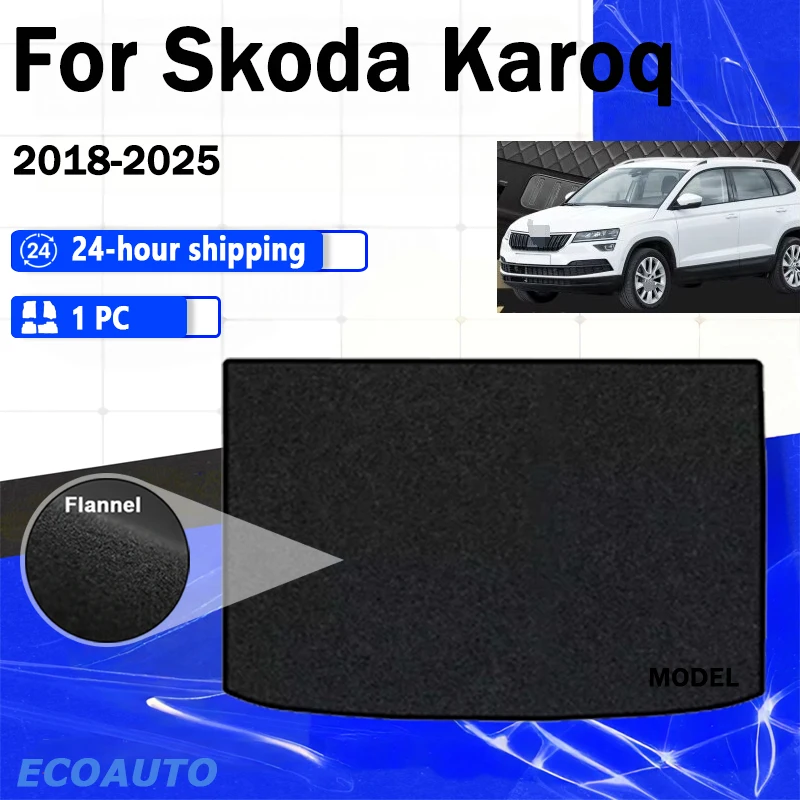 

Flannel Rear Trunk Mat For Skoda Karoq 2018-2025 Boot Cargo Liner Tray Trunk Luggage Floor Carpet Pad BLACK