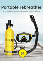 DIDEEP X4000Plus 1L Mini Diving Tank, Oxygen Tank, Underwater Diving Kit, Crossbody Backpack/Goggles/Snorkel/Scuba Adapter