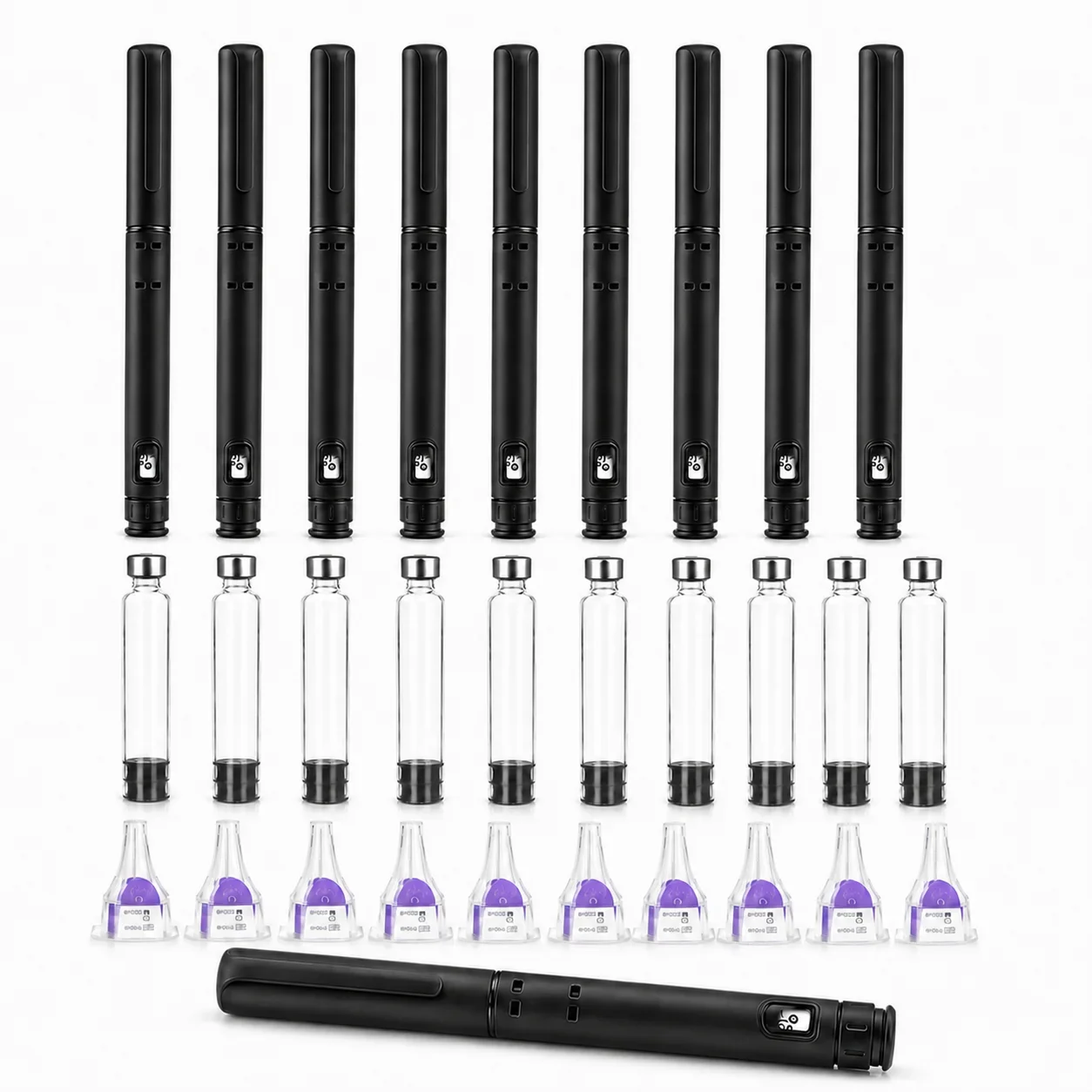 10PCS Disposable Insulin Injector Pen Set 60IU Adjustable Dose with 3ml bottle 4mm Needles Precise Dosing Portable Injection Pen