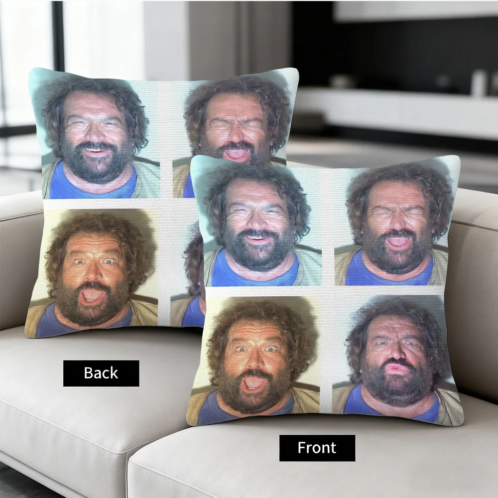 Customize Bud Spencer Collage Illustration Themed Printed Pillowcase, 18x18 Inches, 18x18 Inches, Modern Pattern Decorative Pill