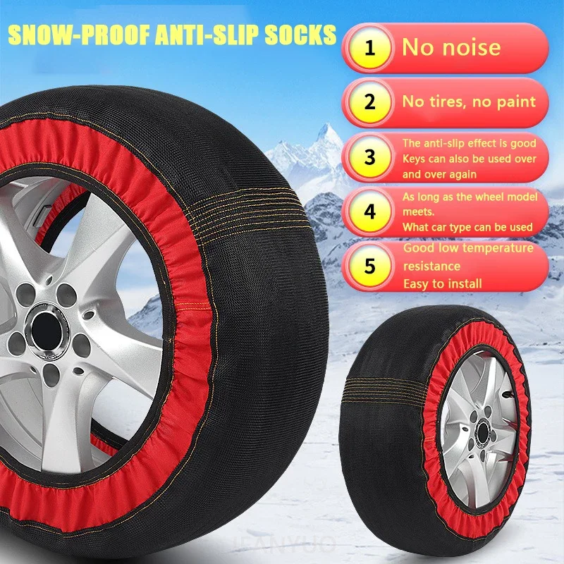 2PCS Car Wheels Tire Snow Chains Anti Slip Nylon Winter Car Snow Socks Aid Outdoor Snow Tire Emergency Anti-Skid Tyre Chains