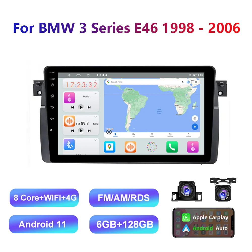 HD Multimedia For BMW 3 Series E46 1998 - 2006 Car Stereo Radio Android Video Navigation GPS carplay/auto 4G