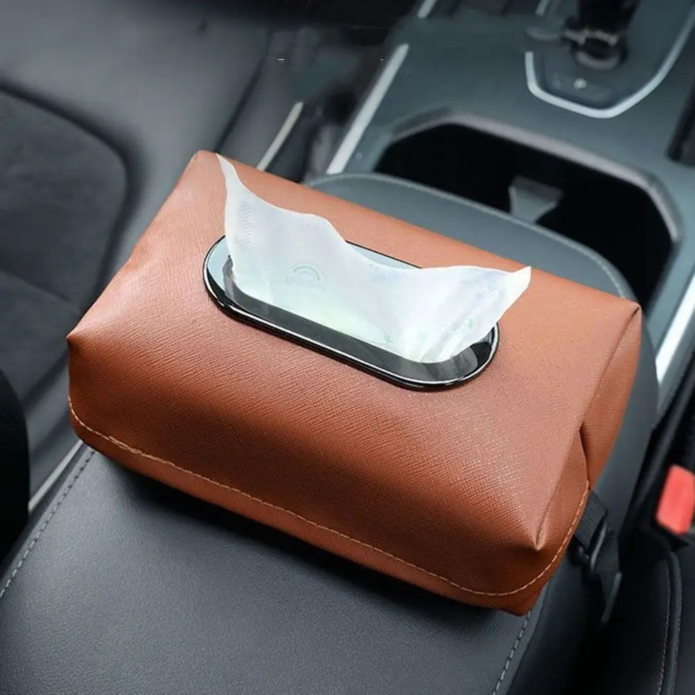 

PU Leather Car Tissue Box Holder Hanging Type High-grade Car Seat Back Tissue Box Elastic Belt High Quality