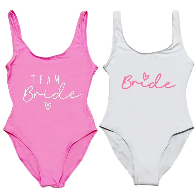 Team Bride One-Piece Swimsuit S-3XL Women Swimwear Bachelorette Party Sexy Summer Beachwear Bathing Suit