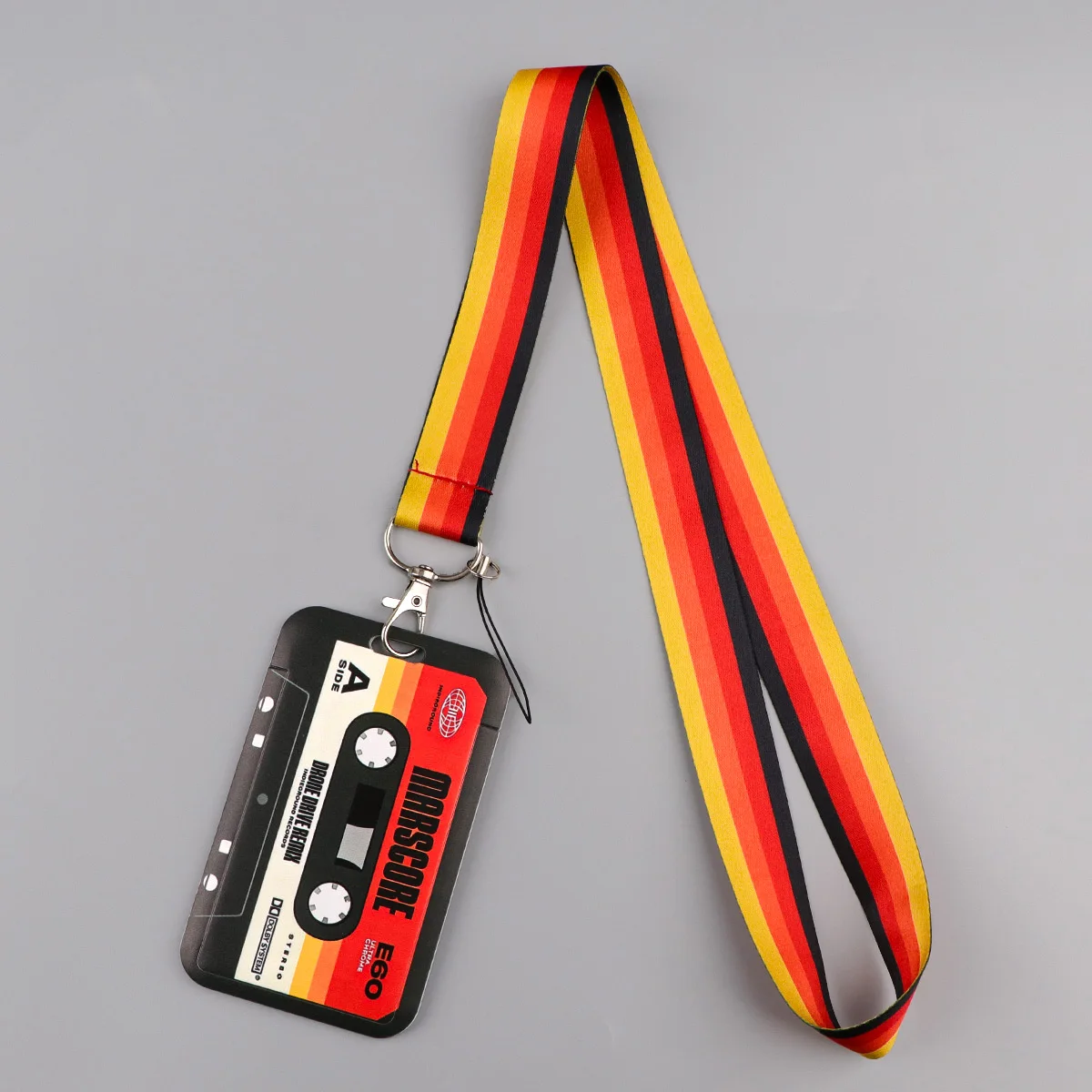 Retro Cassette Tape ID Badge Holder with Lanyard Vintage Music Style Neck Strap Card Case for Office School Gift for 80s 90s