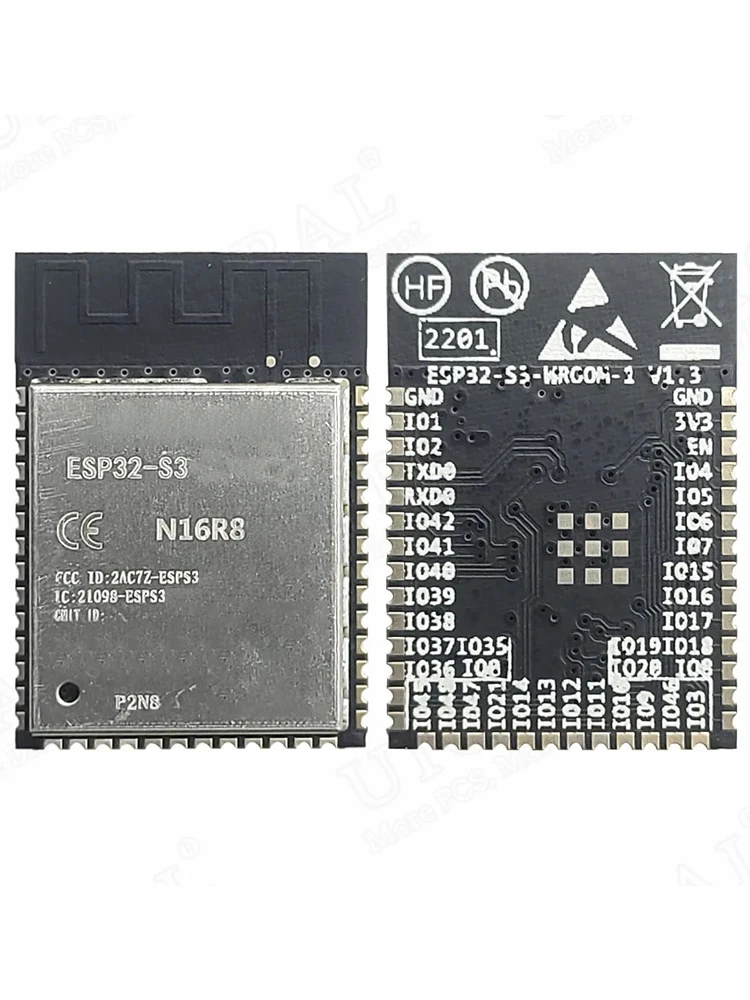 Moduł ESP32S3 N16R8 2.4G Wifi BT, 32-bitowy dwurdzeniowy, energooszczędny, 8MB PSRAM, 16MB Flash, ESP32-S3-1 — 2