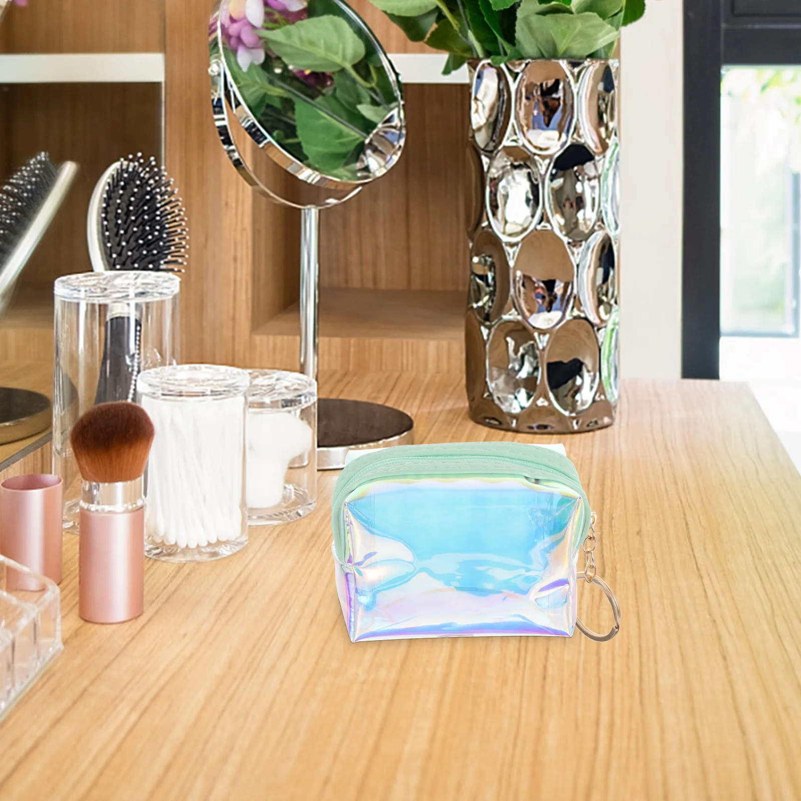 

Laser Coin Purse for Women Keychain Wallet Small Waterproof PVC Change Pouch with Zipper Portable Makeup Storage Compact Fashion