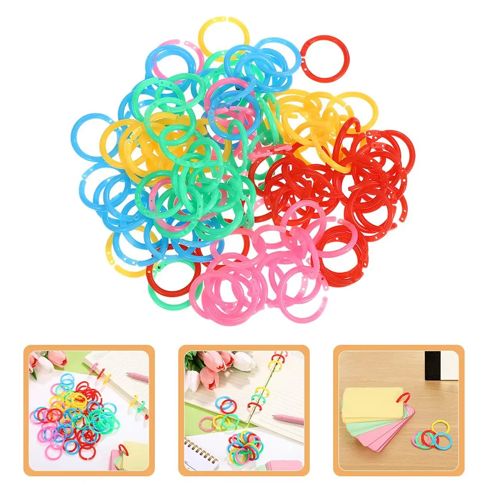 150 قطعة من حلقة الموثق، منظم البطاقات التعليمية الفضفاضة، حلقات المجلات الحلقية، مفتاح الورقة