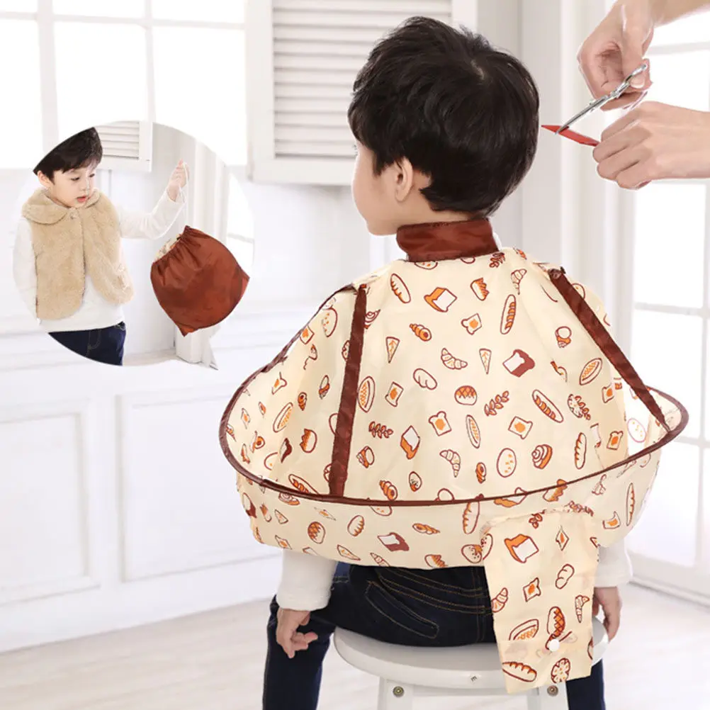 

Kids Waterproof Haircut Cape Size S Bread Pattern Hair Cutting Catcher Apron Umbrella Hairdresser Cloak Protective Gown Haircut