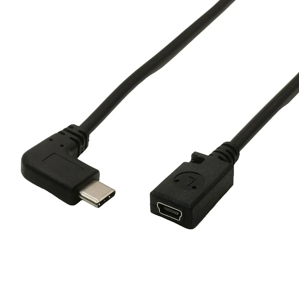 MINI USB FEMALE TO TYPE C MALE CABLE RIGHT ANGLED 90 DEGREE  0.25M