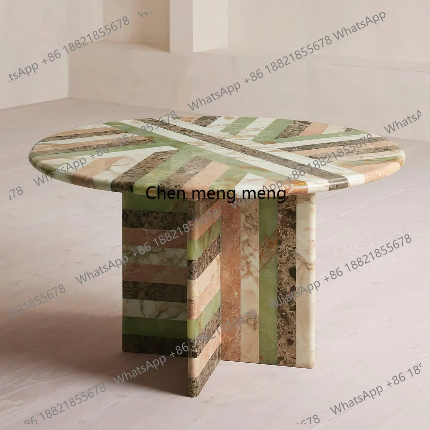 d178 Italian light luxury natural marble dining table household light luxury modern simple round table high sense