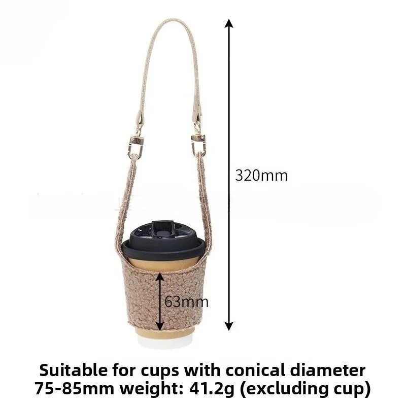Winter Teddy Fleece Embroidery Cup Sleeve Insulated Coffee Travel Handheld Portable Mug Cover Eco Friendly Plush Tea Accessory
