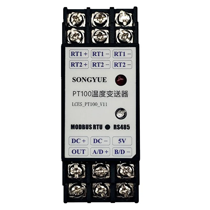 Dual-Channel PT100 Temperature Transmitter to RS485 Interface Platinum Resistance Module Sensor