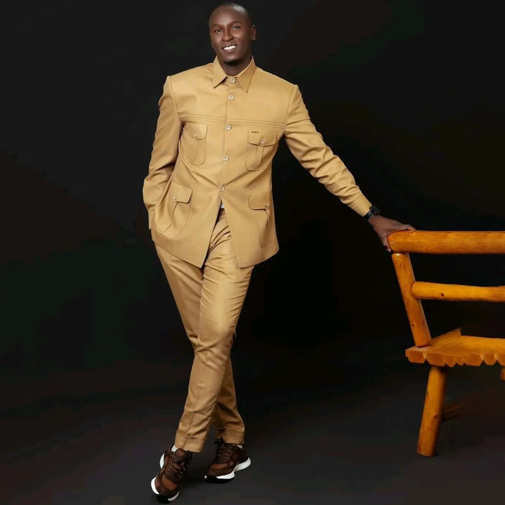 

Bespoke Men's Suits Blazer Solid Color Customzied Single Breasted Stand Lapel Slim Fit 2 Piece Jacket Pants Outfits Costume